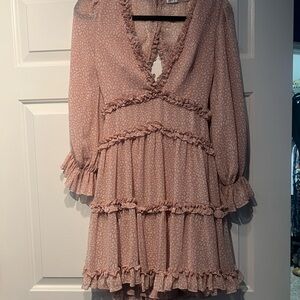 Pink Ruffle Mini Dress